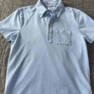 Brook Brothers polo shirt with button down collar classic blue mens medium EUC